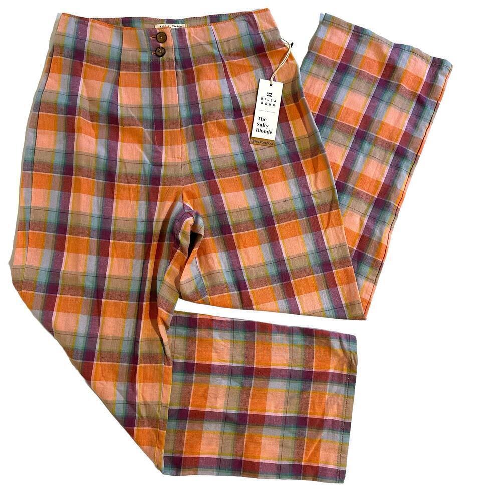 NWT Billabong The Salty Blonde Break Point Plaid Pants 25